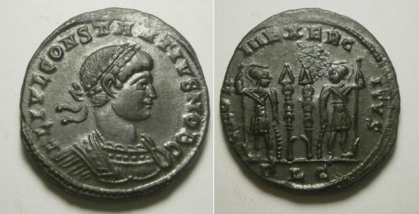 Constantius II follis -GLORIA EXERCITVS - PLG - 330AD