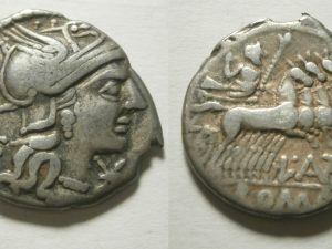 Romeinse Republiek L Antestius Gragulus Denarius Roma/Jupiter - 136 BC