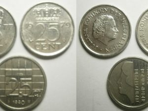 Juliana, Beatrix, 3x 25 cent 1977, 1979, 1990