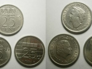 Drie Koninginnen, 3x 25 cent 1948, 1960, 1996