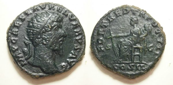 Lucius Verus AE Dupondius -FORT RED TR POT III- 162/3 AD