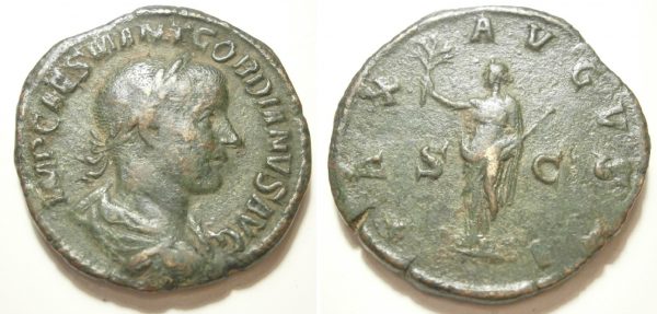 Gordianus III Æ Sestertius -PAX AVGVSTI S C- 238/9 AD