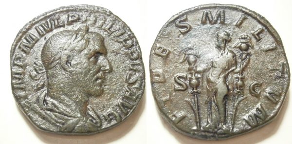 Philippus I Æ Sestertius -FIDES MILITVM S-C- 244/5 AD