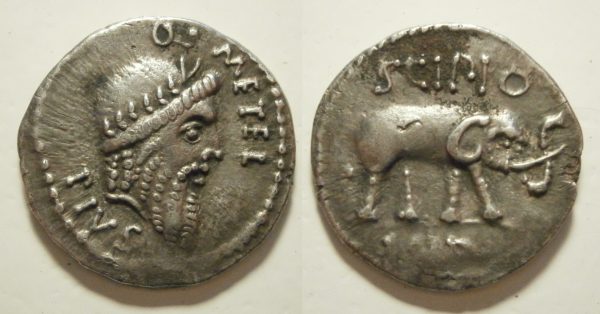 Metellus Scipio AR Denarius -Q METEL PIVS SCIPIO IMP- 47/6 BC